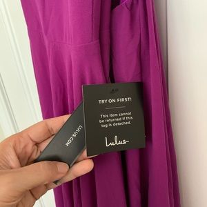 Lulu’s cross crossed back formal dress, fuchsia